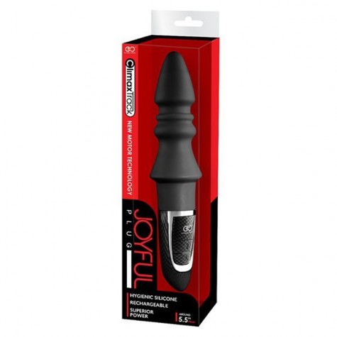 Черный конический анальный вибромассажер-ёлочка JOYFUL PLUG VIBRATOR 5.5INCH - 14 см.