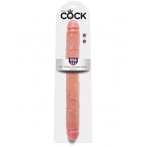 Телесный двусторонний фаллоимитатор 16" Thick Double Dildo - 40,6 см.