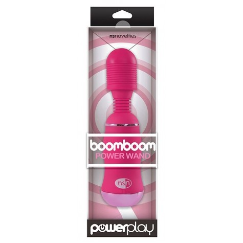 Ярко-розовый вибромассажер с усиленной вибрацией BoomBoom Power Wand