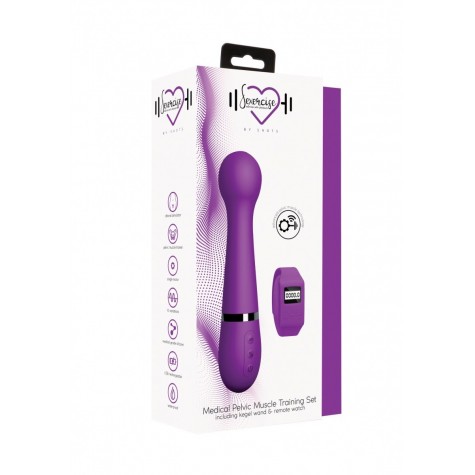 Фиолетовый вибромассажер Kegel Wand - 18,5 см.