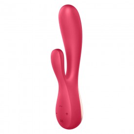 Красный вибратор-кролик Satisfyer Mono Flex с управлением через приложение - 20,4 см.